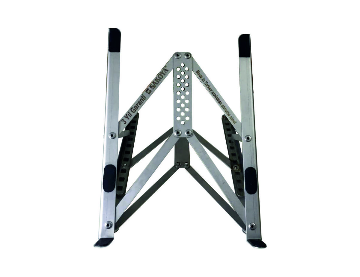Sakoya Laptop Standı Paslanmaz Krom Çelik 3 Yıl Garantili açılır kapanır 11 Kademe Ayarlı