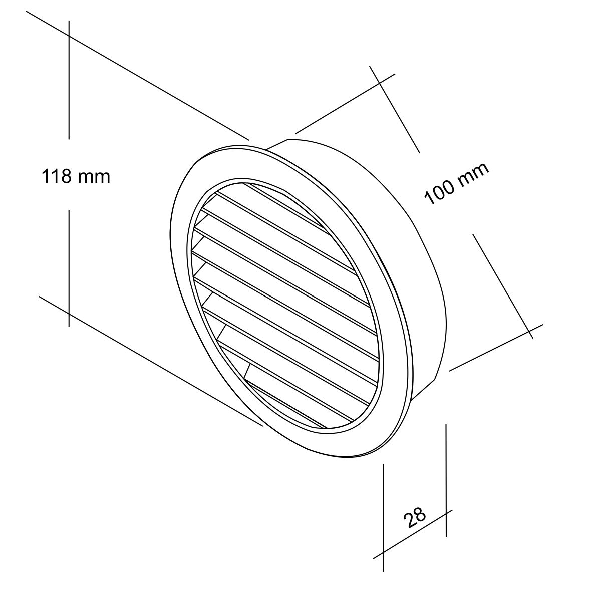 İlöz Yuvarlak Dış Duvar Izgarası Çap 100 mm Gri